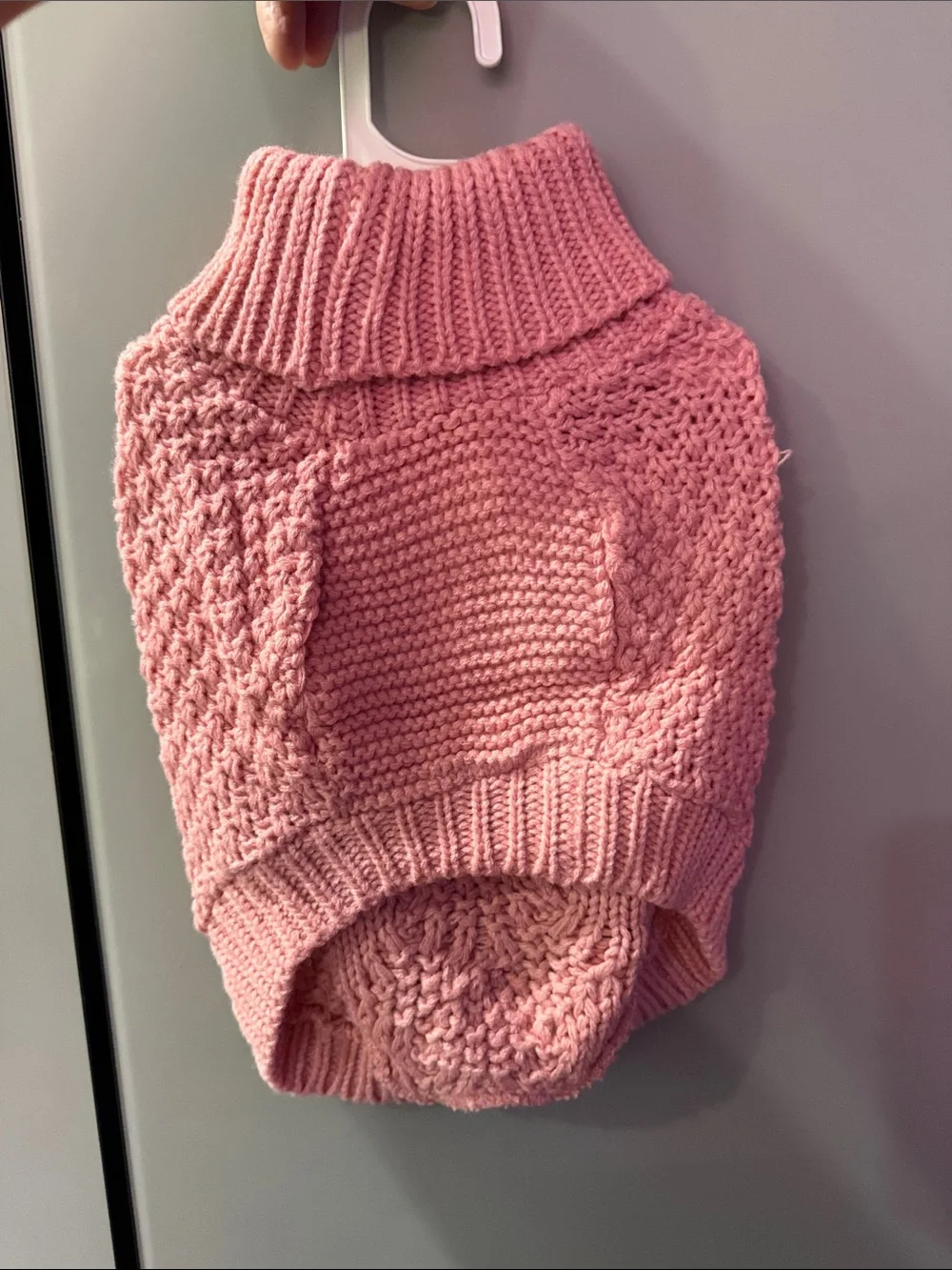 Fashion Pet Knit Sweater – Pink Cable-Turtleneck